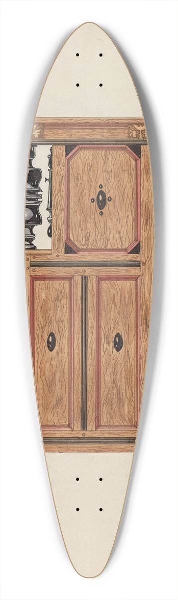 Martin Partyka - Side View of Hartford Cupboard 39.3 inch art pintail longboard deck