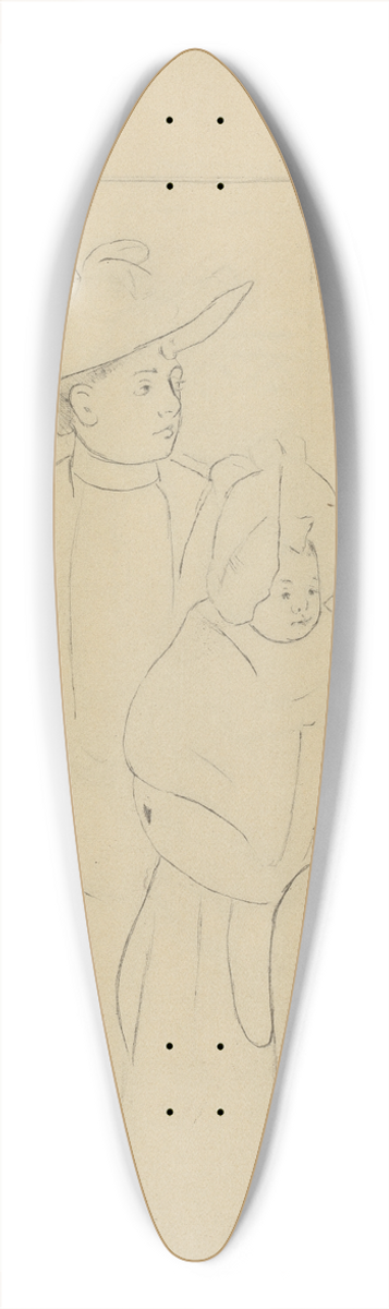 Mary Cassatt - In the Omnibus (verso) 39.3 inch art pintail longboard deck