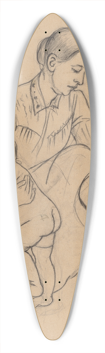 Mary Cassatt - The Bath (recto) 39.3 inch art pintail longboard deck