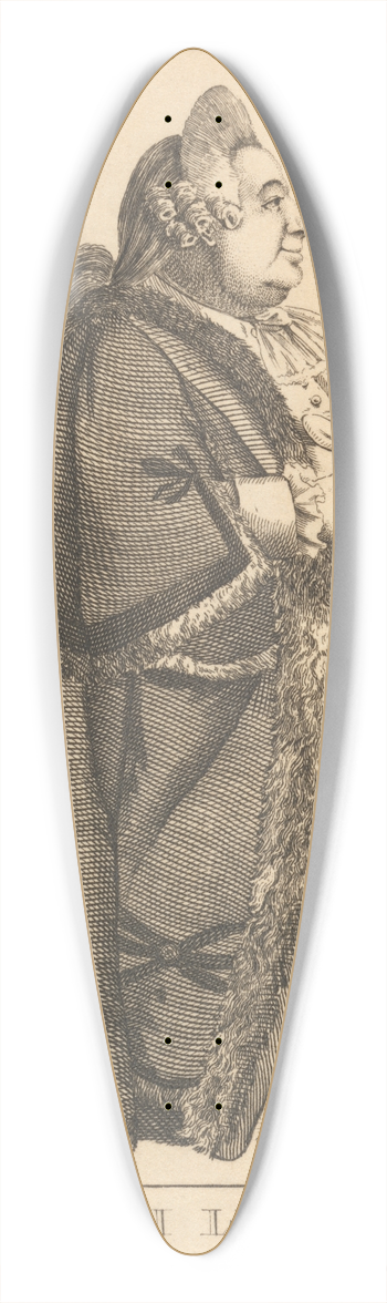 Mary Darly - A Macaroni Liveryman 39.3 inch art pintail longboard deck