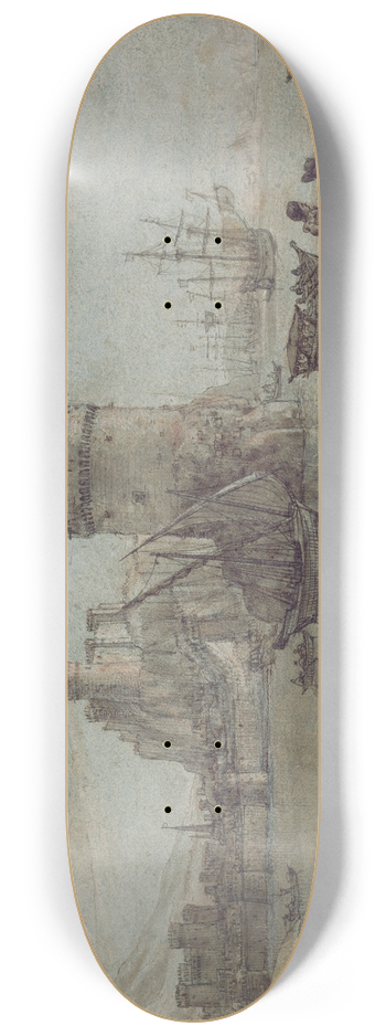 Claude Lorrain - Figures in a Landscape before a Harbor 8.25 inch art skate deck