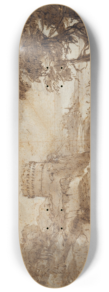 Claude Lorrain - Landscape with a Round Tower and Bay 8.25 inch art skate deck