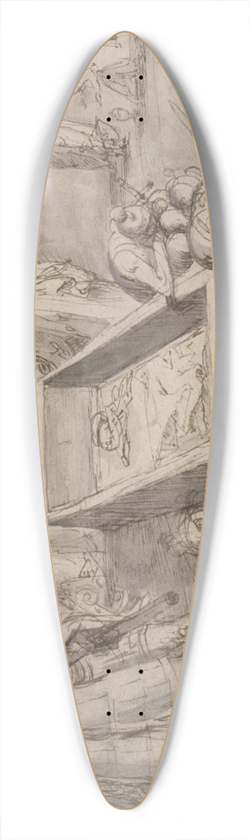 Master of the Egmont Albums - Christs Empty Tomb after the Resurrection, with Christ Appearing to Mary Magdalene at theRight 39.3 inch art pintail longboard deck