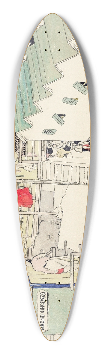 Maud Sherwood - The beach, Capri 39.3 inch art pintail longboard deck