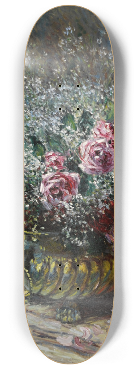 Claude Monet - Fleurs dans un pot (Roses et brouillard) 8.25 inch art skate deck