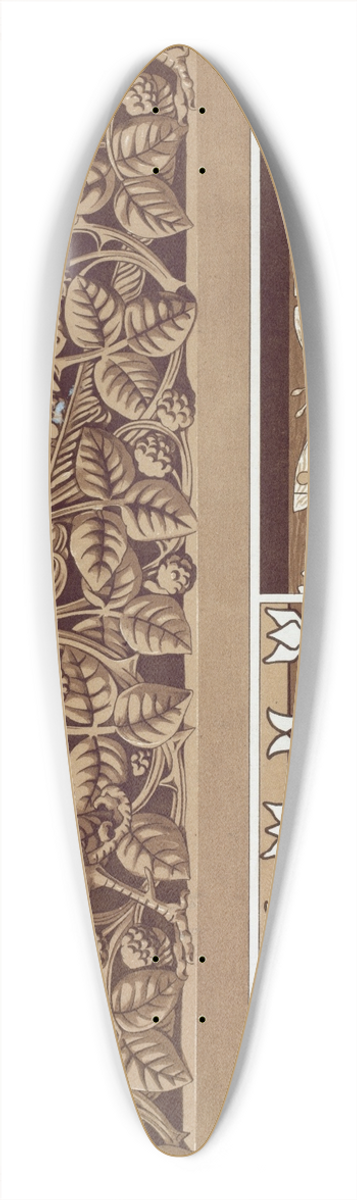 Maurice Pillard Verneuil - Faisan et ronces, bois sculpt  jour. Papillons et libellules, marqueterie. Canards et iris, pochoir. 39.3 inch art pintail longboard deck