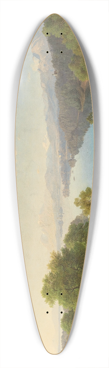 Maximilian Haushofer - A Scene on Lake Starnberg, in the Background Starnberg Castle and Rose Island 39.3 inch art pintail longboard deck
