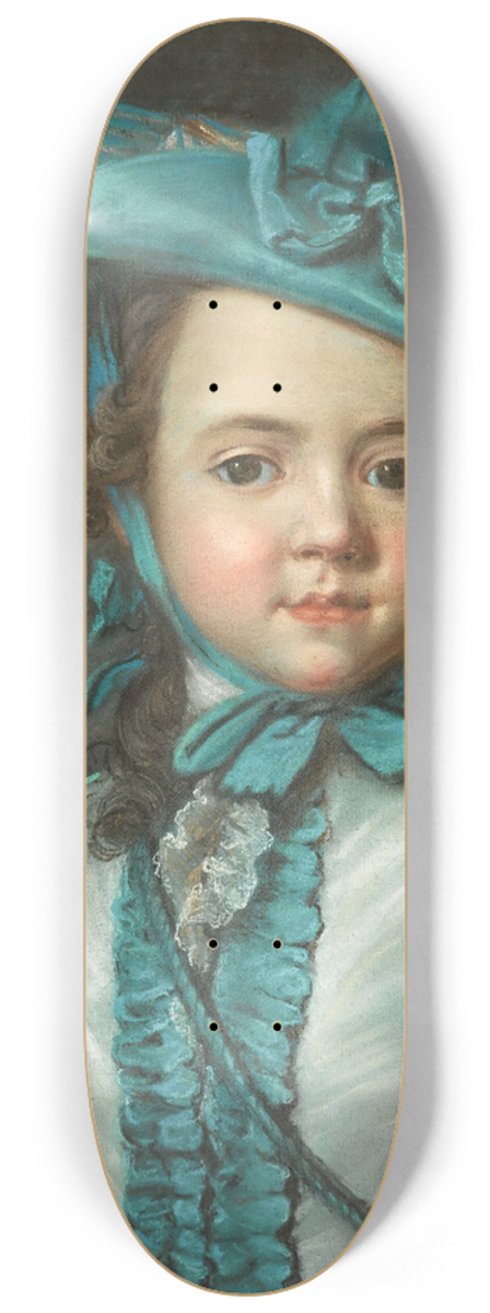 Claude Pougin de Saint Aubin - Portrait of a GirlEn JardinireHolding a Houlette 8.25 inch art skate deck