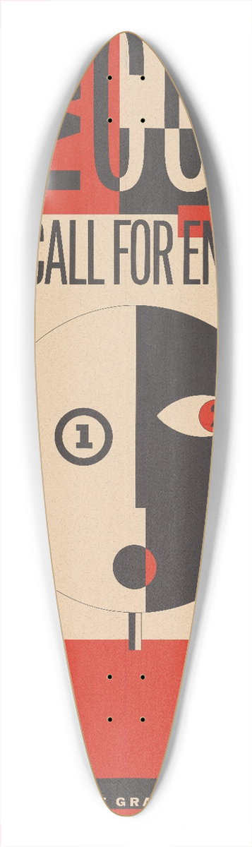 Michael Mabry - One color  two color  call for entry  AIGA 39.3 inch art pintail longboard deck