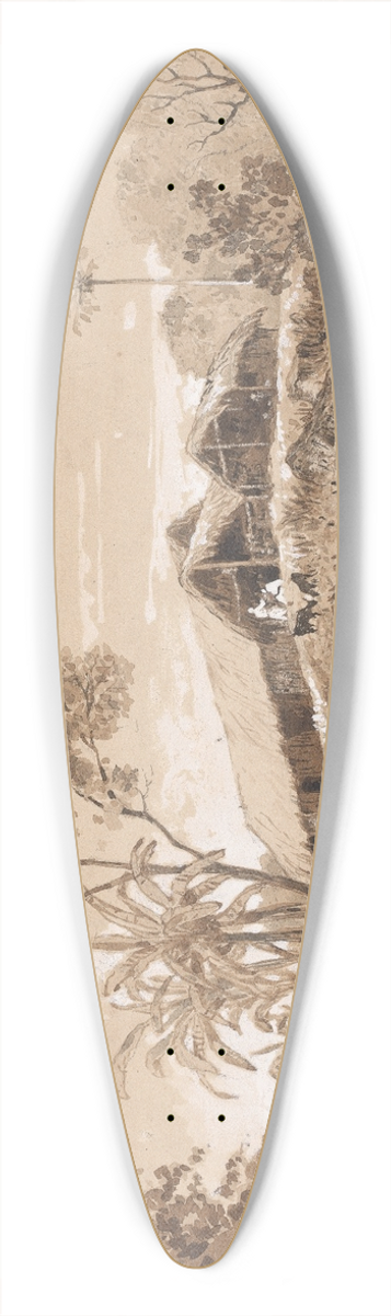 Michel Jean Cazabon - Cottage at Tamana 39.3 inch art pintail longboard deck