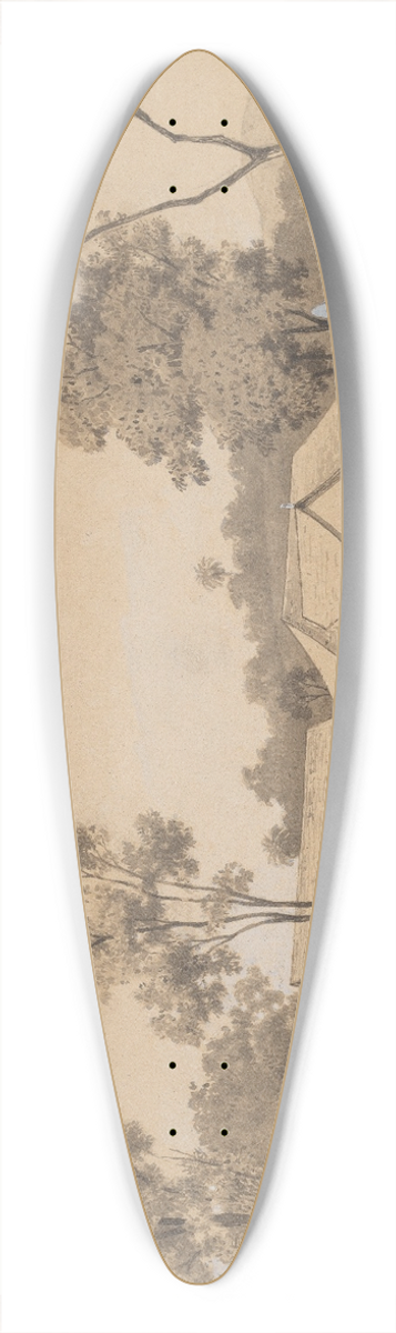 Michel Jean Cazabon - The Cottage Residence of the Governor 39.3 inch art pintail longboard deck