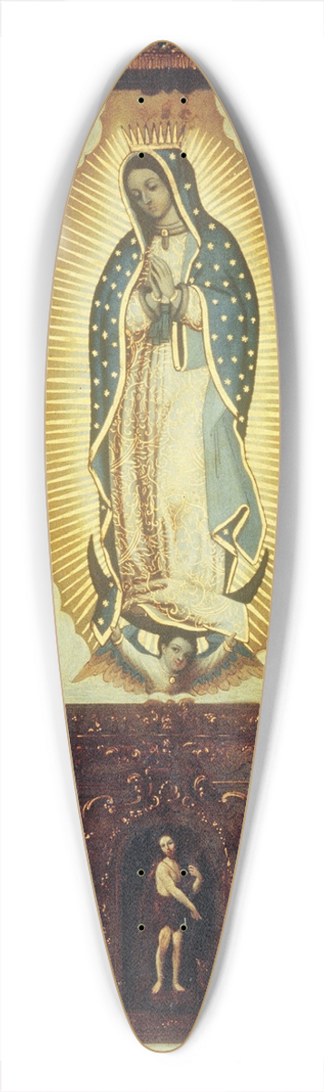 Miguel Cabrera - Altarpiece of the Virgin of Guadalupe with Saint John the Baptist, Fray Juan de Zumrraga and Juan Diego 39.3 inch art pintail longboard deck