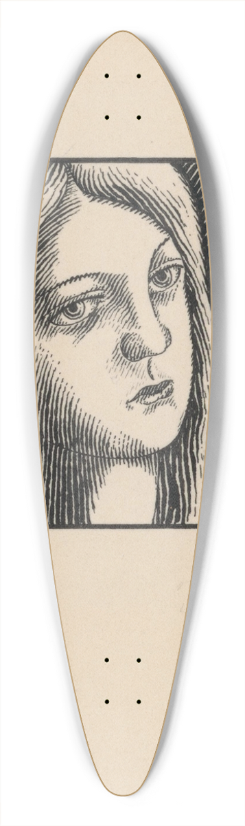Mikul Galanda - Hlava zamyslenej eny s dlhmi vlasmi 39.3 inch art pintail longboard deck