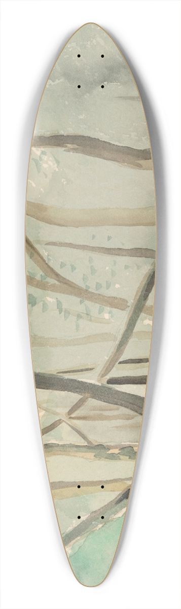 Mikul Galanda - Landscape of the autumn park 39.3 inch art pintail longboard deck