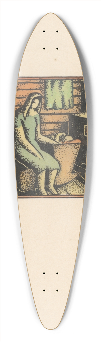 Mikul Galanda - Woman beside Babys Cradle 39.3 inch art pintail longboard deck