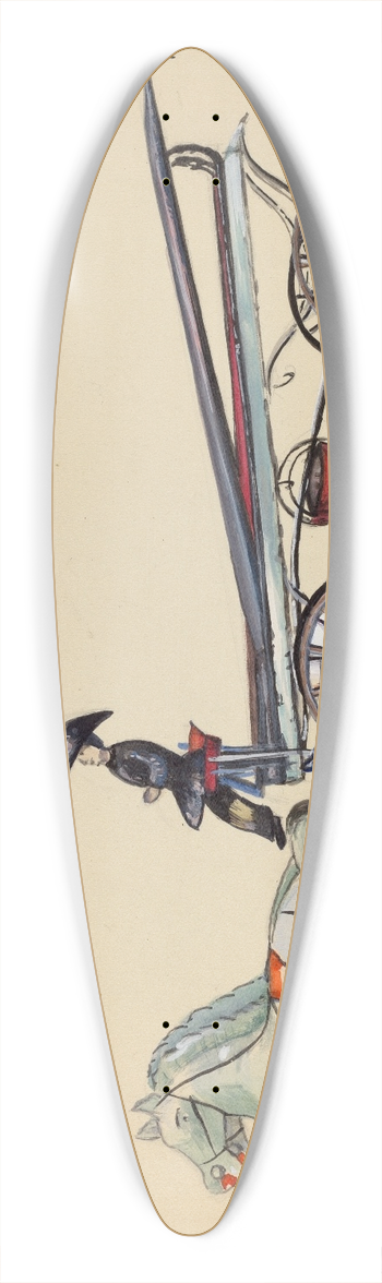 Mina Lowry - Toy Hook and Ladder, with Two Horses 39.3 inch art pintail longboard deck