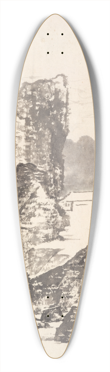 Min Zhen - Landscape after Mi Fu 39.3 inch art pintail longboard deck
