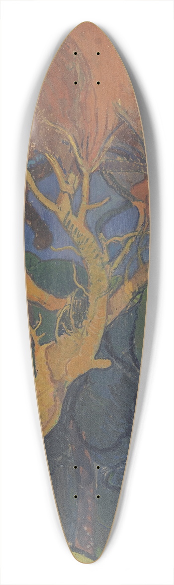 Mogens Ballin - Wood with Crooked Tree 39.3 inch art pintail longboard deck
