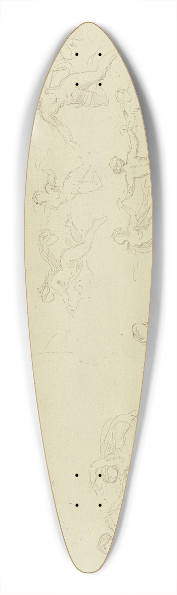 Moritz von Schwind - Study sheet; Elfin dance 39.3 inch art pintail longboard deck