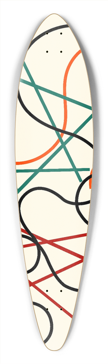 Myriam Thyes - Lignes gomtriques et ondoyantes 39.3 inch art pintail longboard deck