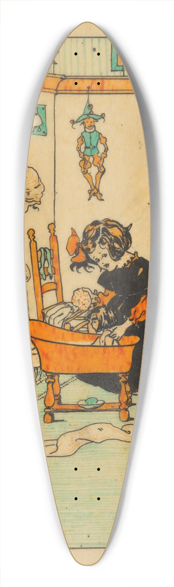 Nelly Spoor - Twee meisjes doen een pop in bad 39.3 inch art pintail longboard deck