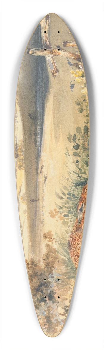 Newton Limbird Smith Fielding - Hare in a Landscape 39.3 inch art pintail longboard deck