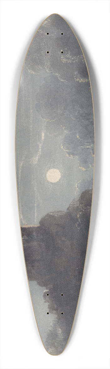 Newton Limbird Smith Fielding - Moonlight River Scene 39.3 inch art pintail longboard deck