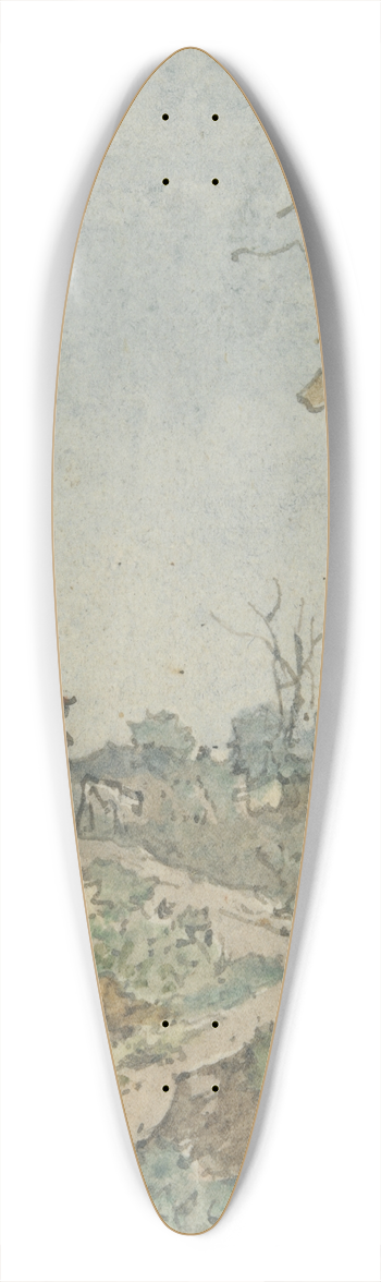Nicholas Augustin Foin - Landscape with Hunter andDog 39.3 inch art pintail longboard deck