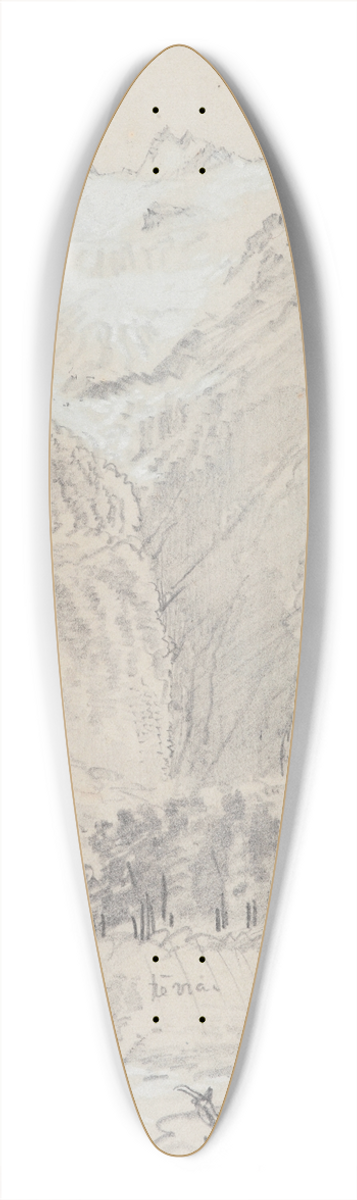 Nicholas Chevalier - Torrent falling from the South West into the Upper Waimakariri 39.3 inch art pintail longboard deck