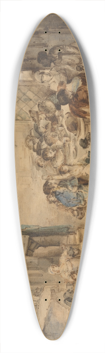 Nicholas Pocock - Interior of an Inn 39.3 inch art pintail longboard deck