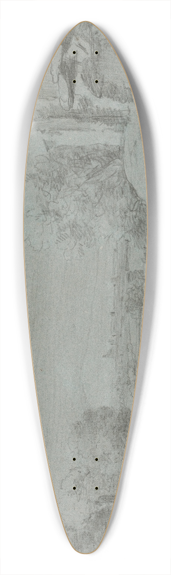 Nicholas Thomas Dall - Landscape with Castle 39.3 inch art pintail longboard deck