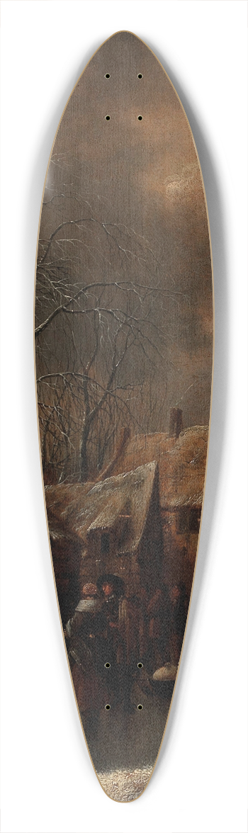 Nicolaes Molenaer - A winter landscape with figures on the ice 39.3 inch art pintail longboard deck
