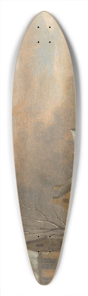 Nicolaes Molenaer - A winter landscape with skaters on the ice 39.3 inch art pintail longboard deck
