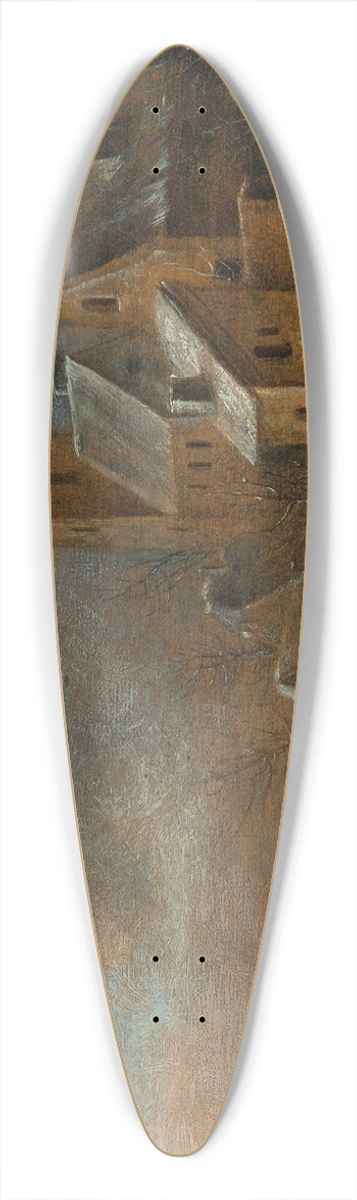 Nicolaes Molenaer - A winter landscape with skaters on the ice 39.3 inch art pintail longboard deck