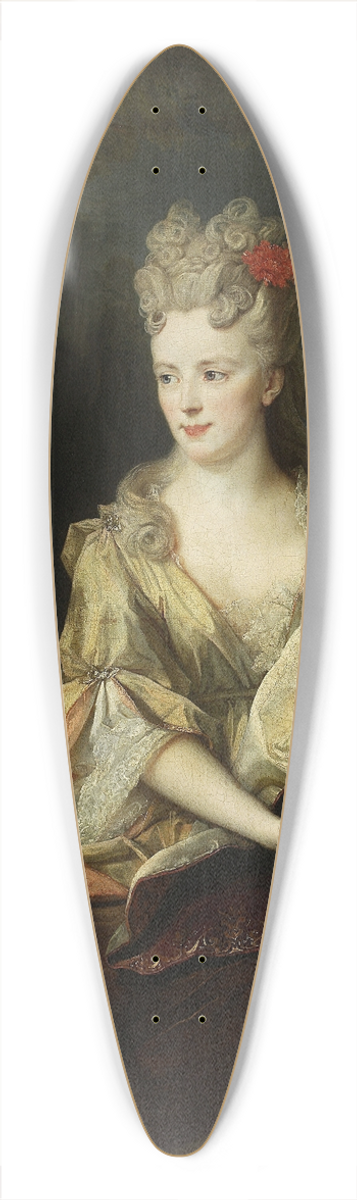 Nicolas de Largillire - Portrait of a lady with a dog and a monkey 39.3 inch art pintail longboard deck