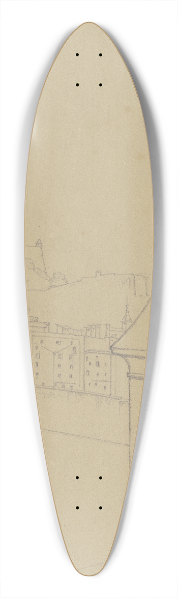 Nikolaus Hoff - Aussicht aus dem Fenster der Unterkunft des Knstlers auf Salzburg 39.3 inch art pintail longboard deck