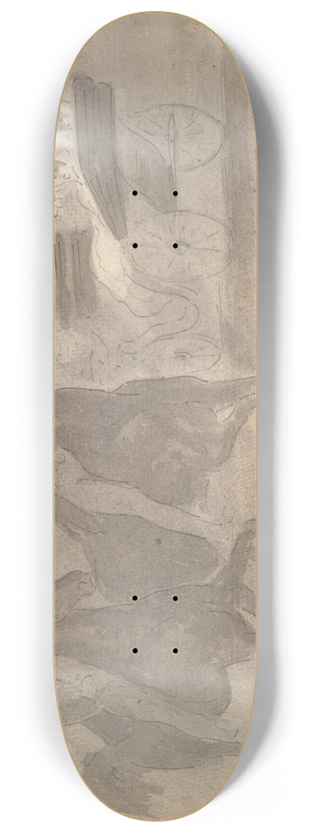 Constantin Guys - Horse-Drawn Carriages Riding in aPark 8.25 inch art skate deck