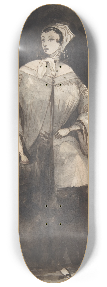 Constantin Guys - Woman Standing in a Doorway 8.25 inch art skate deck
