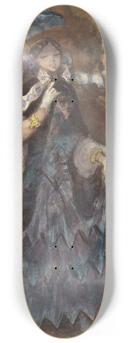 Constantin Guys - Woman with a Parasol 8.25 inch art skate deck