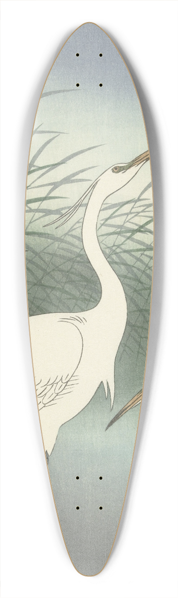 Ohara Koson - Herons in shallow water 39.3 inch art pintail longboard deck