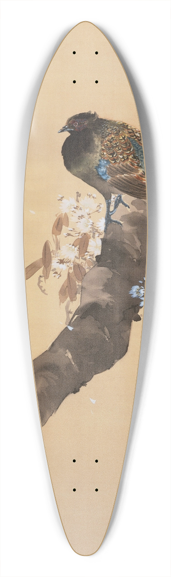 Ohara Koson - Pheasant on cherry blossom branch 39.3 inch art pintail longboard deck