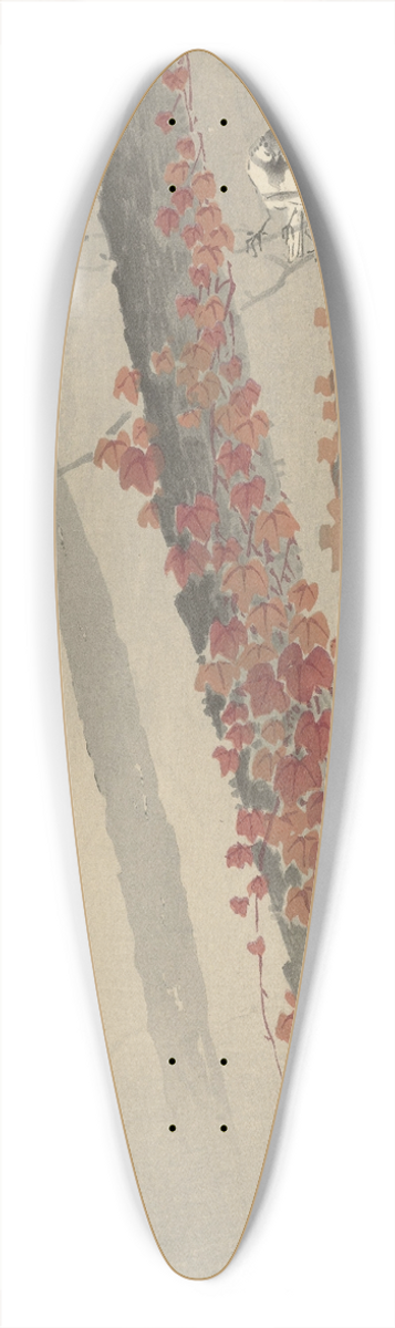 Ohara Koson - Red ivy 39.3 inch art pintail longboard deck