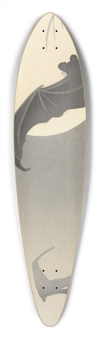Ohara Koson - Two bats at full moon 39.3 inch art pintail longboard deck