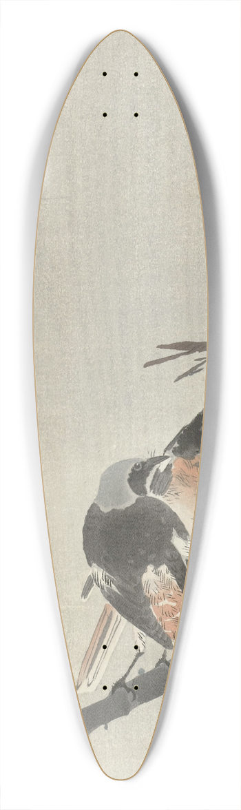 Ohara Koson - Two siegeled redtails with cherry blossom 39.3 inch art pintail longboard deck
