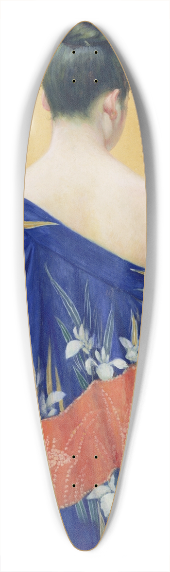 Okada Sabursuke - Kimono with Iris Pattern 39.3 inch art pintail longboard deck