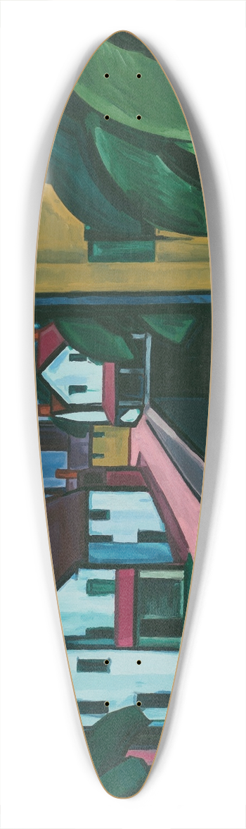 Oscar Bluemner - Old Canal Port 39.3 inch art pintail longboard deck