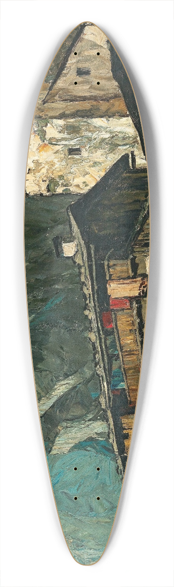 Oskar Mulley - Mountain church and farm 39.3 inch art pintail longboard deck