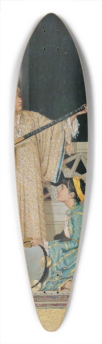 Osman Hamdi Bey - Two Musician Girls 39.3 inch art pintail longboard deck