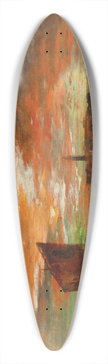 Oswald Achenbach - A scene at dusk in Venice 39.3 inch art pintail longboard deck