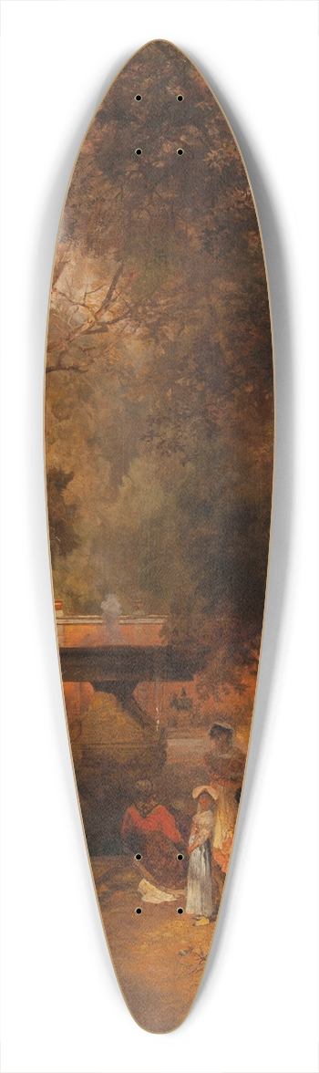 Oswald Achenbach - Gardens and fountain of the Villa Torlonia, Frascati, Rome 39.3 inch art pintail longboard deck
